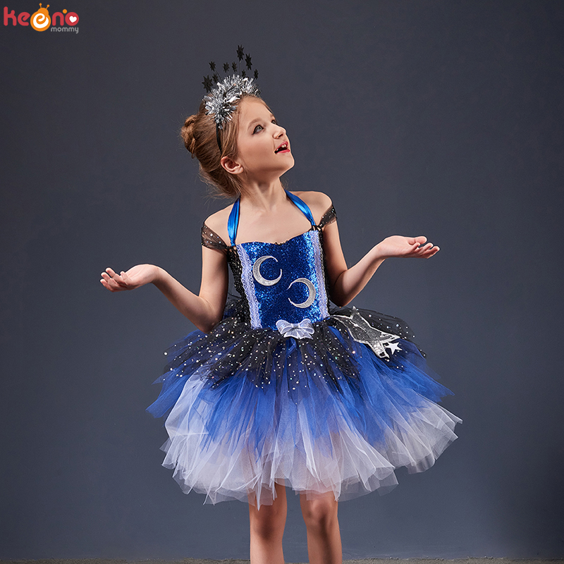 Baby Tutu Skirt - Galaxy Moon & Stars Halloween Costume