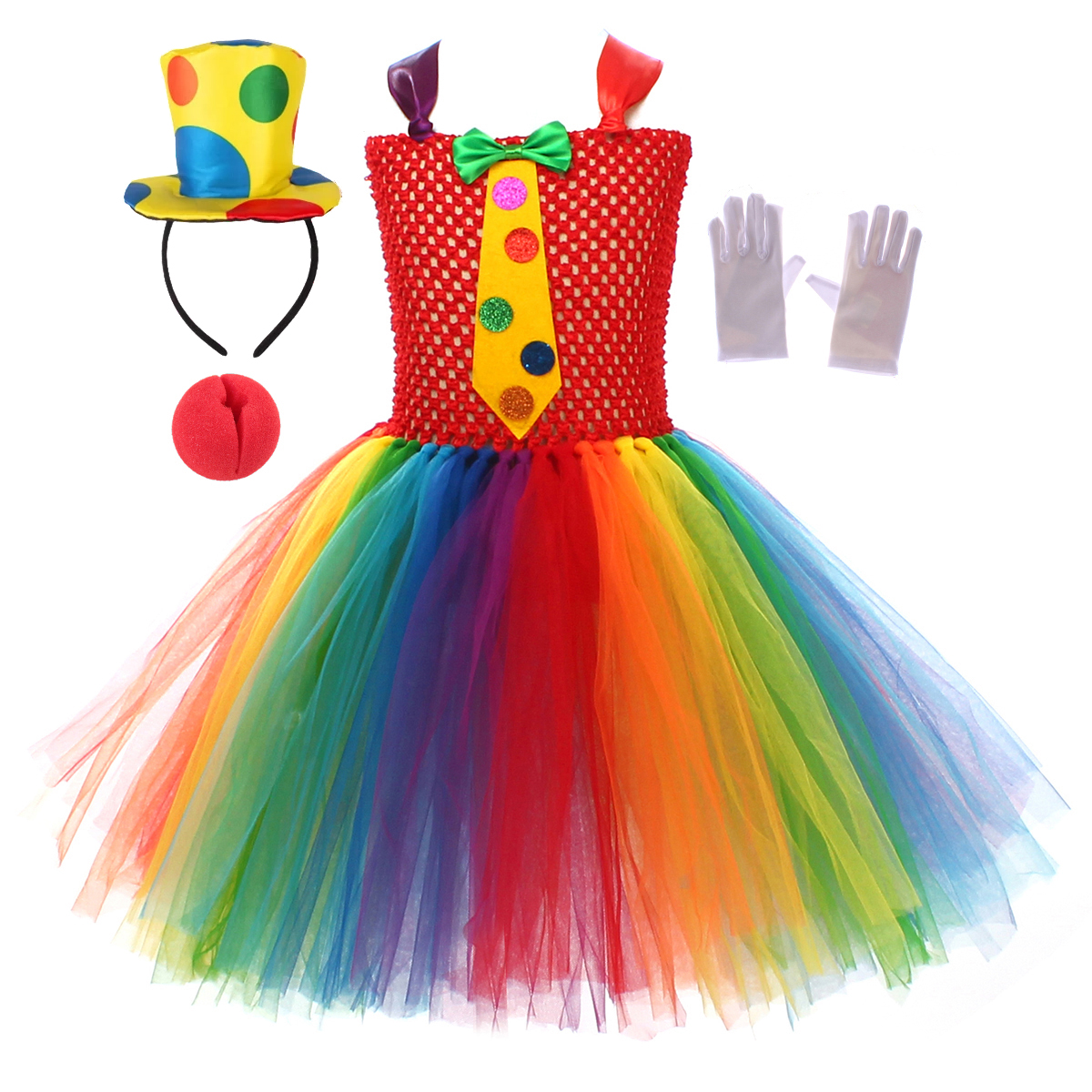 Baby Tutu Skirt - Kids Rainbow Clown Costumes for Girls