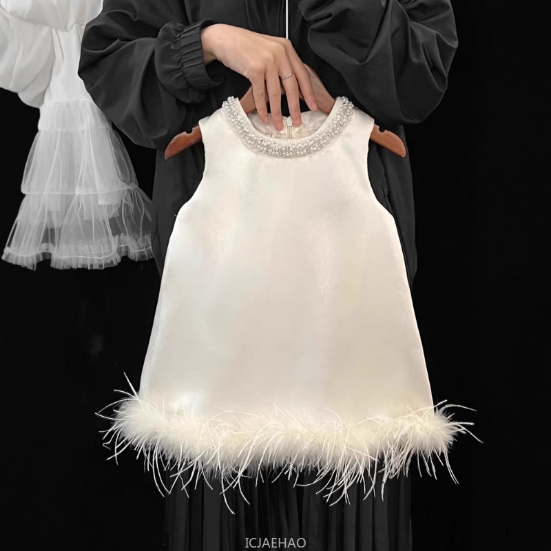 Baby Clothing Gift Set - 2025 New Girls Satin Feather Princess