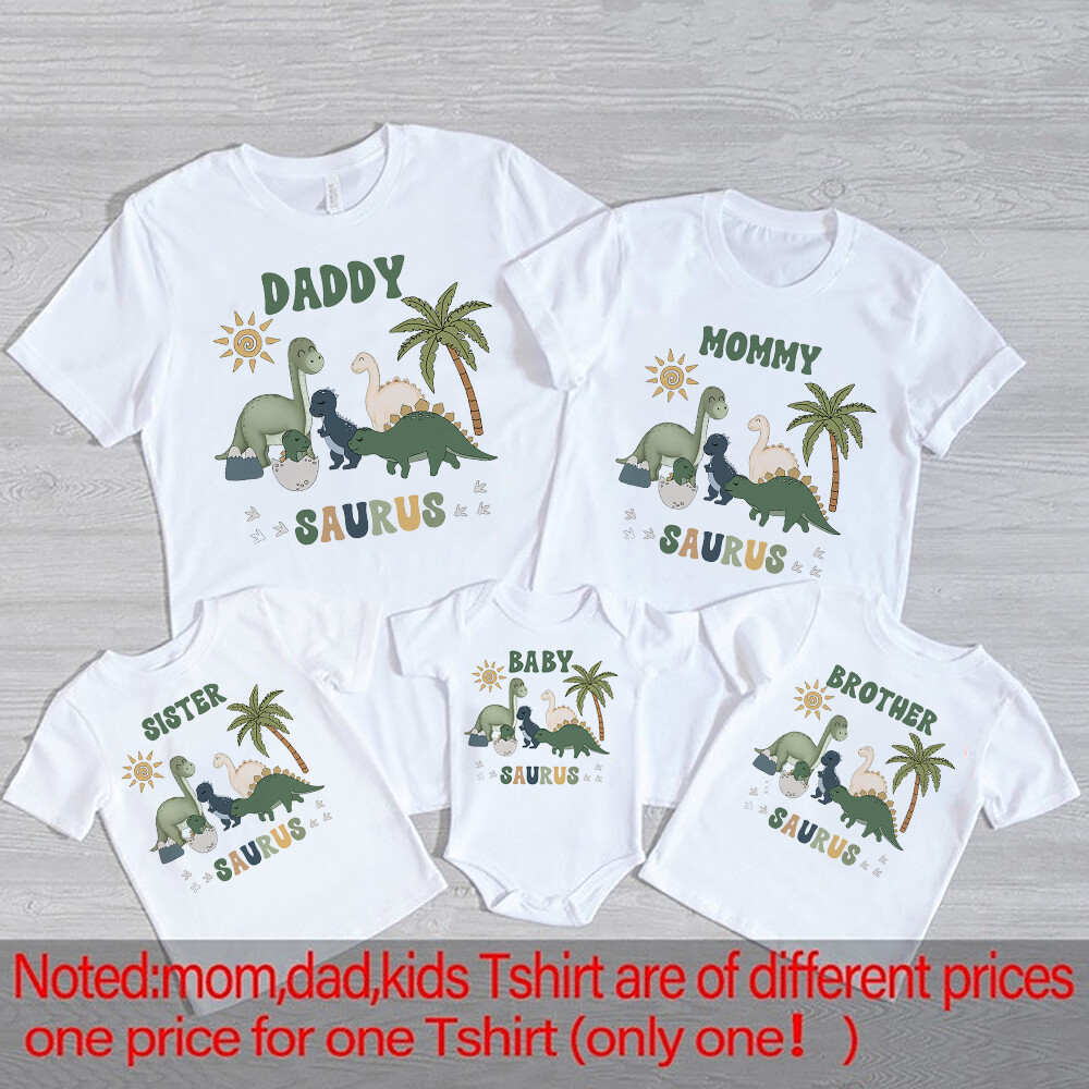 Cartoon Dinosaur Print Family  - مراجعة Baby Clothing Sets Boy وسعره