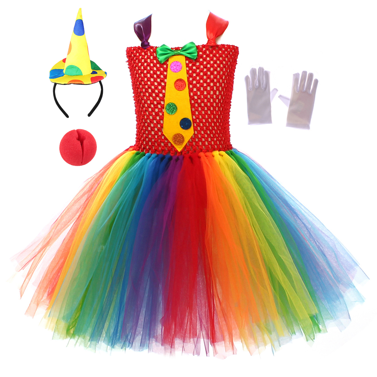 Kids Rainbow Clown Costumes fo - مراجعة Baby Tutu Skirt وسعره