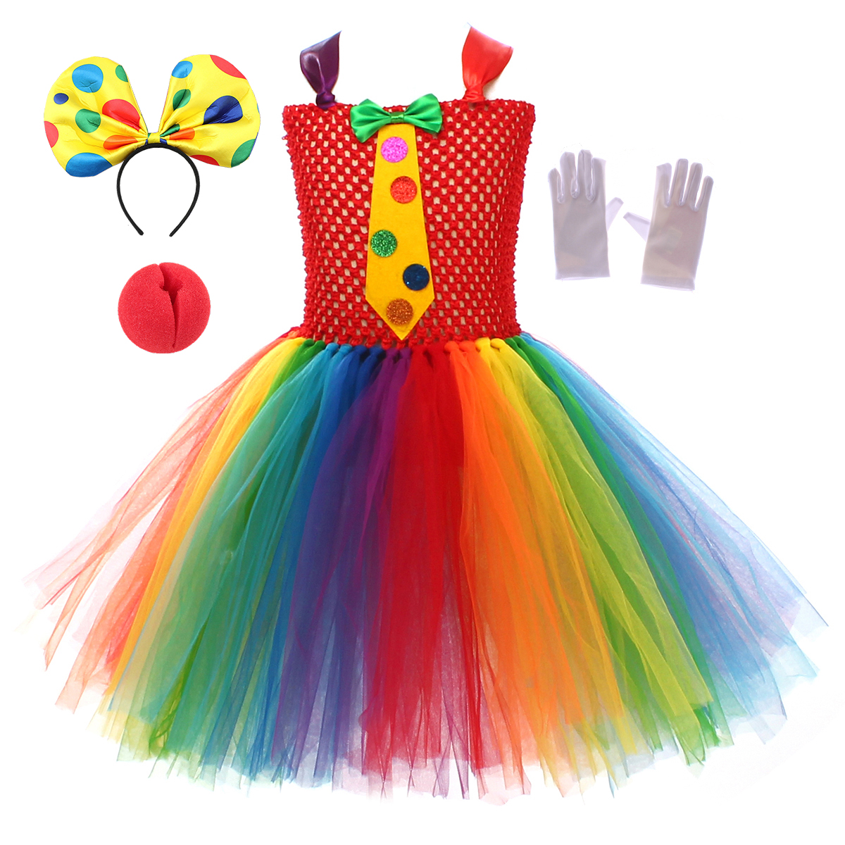 Kids Rainbow Clown Costumes fo - مراجعة Baby Tutu Skirt وسعره