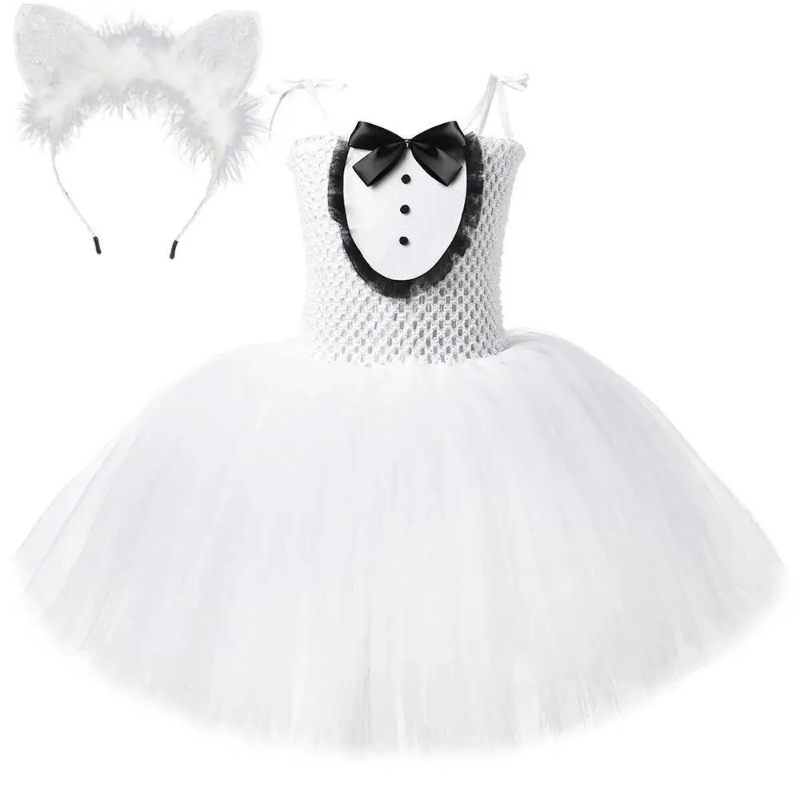 White Black Cat Tutu Dress for - مراجعة Baby Clothing Dresser وسعره