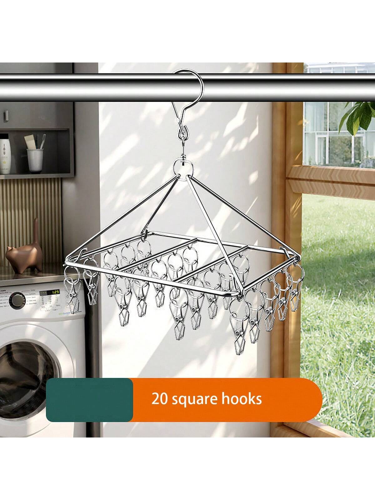 1pc stainless steel clotheslin - مراجعة Baby Clothing Rail وسعره